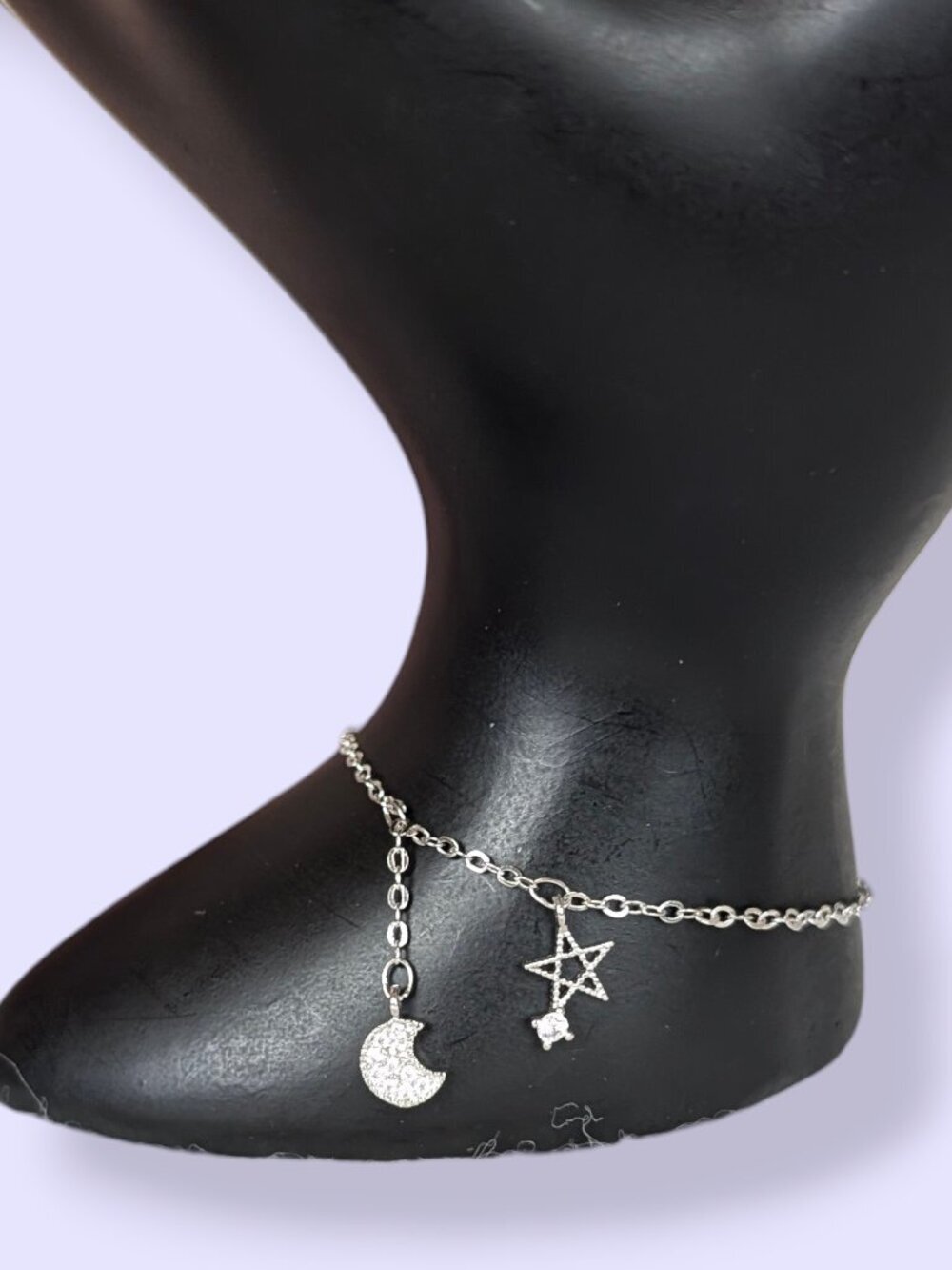 Dainty Sterling & Crystal Moon & Star Bracelet